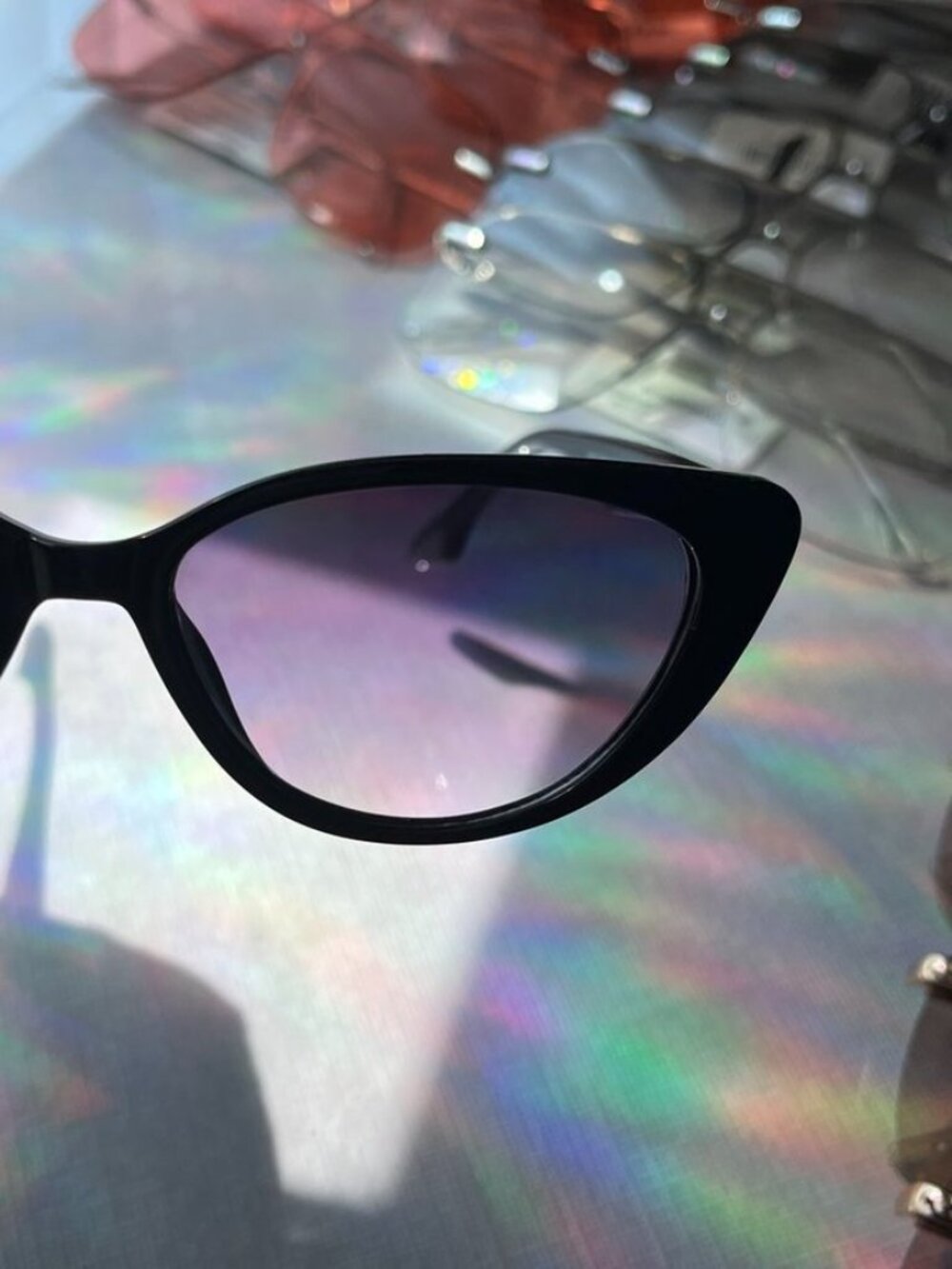 AIRE Amalthea Sunglasses Black Cat Eye Purple Gradient Lens - Picture 6 of 10